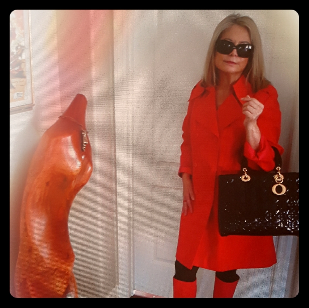 Vintage Cherry Red Trench Coat